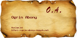 Ogrin Abony névjegykártya